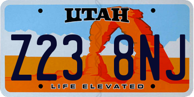 UT license plate Z238NJ