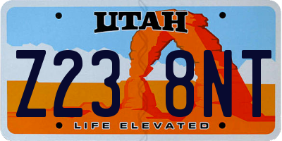 UT license plate Z238NT