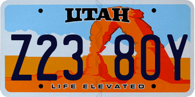 UT license plate Z238OY