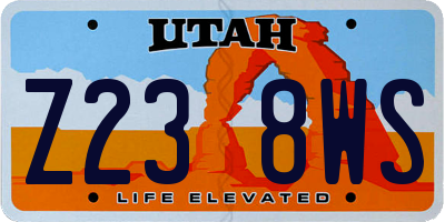 UT license plate Z238WS