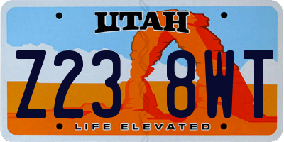 UT license plate Z238WT