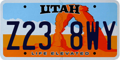 UT license plate Z238WY