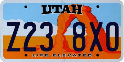UT license plate Z238XO