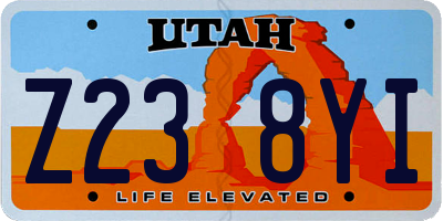 UT license plate Z238YI