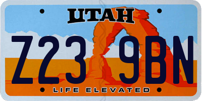 UT license plate Z239BN