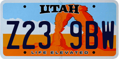 UT license plate Z239BW