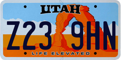 UT license plate Z239HN