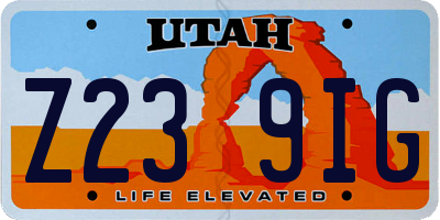 UT license plate Z239IG