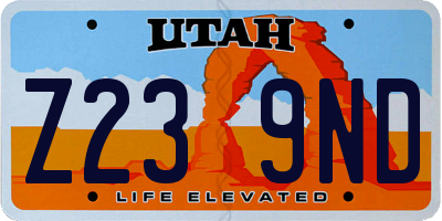 UT license plate Z239ND