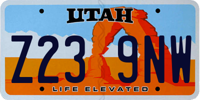 UT license plate Z239NW