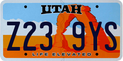 UT license plate Z239YS