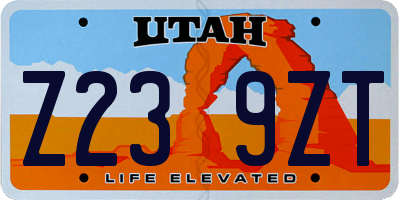 UT license plate Z239ZT