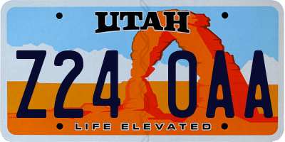UT license plate Z240AA