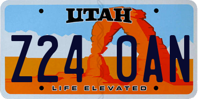 UT license plate Z240AN