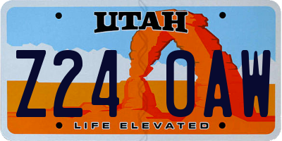 UT license plate Z240AW