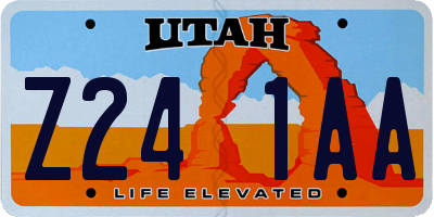 UT license plate Z241AA