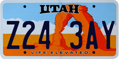 UT license plate Z243AY