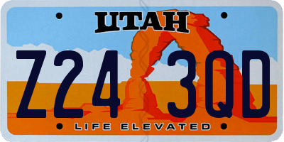 UT license plate Z243QD