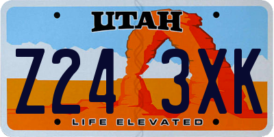 UT license plate Z243XK