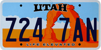 UT license plate Z247AN