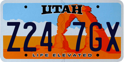UT license plate Z247GX