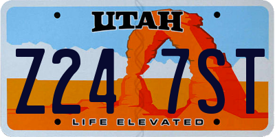 UT license plate Z247ST