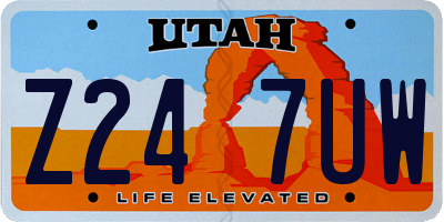UT license plate Z247UW
