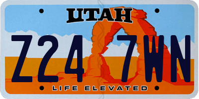 UT license plate Z247WN