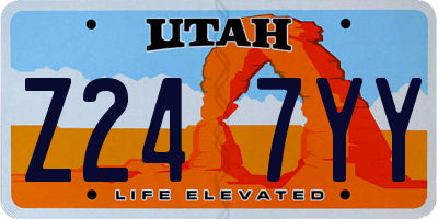 UT license plate Z247YY