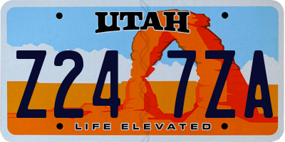 UT license plate Z247ZA