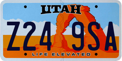 UT license plate Z249SA