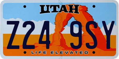 UT license plate Z249SY