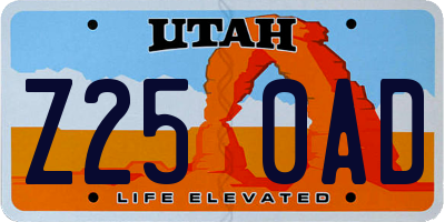 UT license plate Z250AD