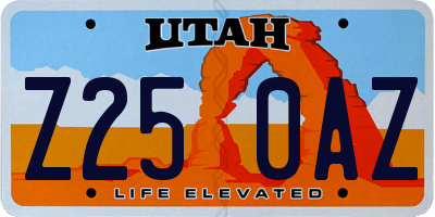 UT license plate Z250AZ