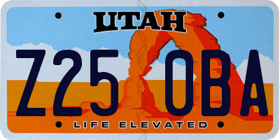 UT license plate Z250BA