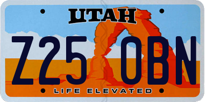 UT license plate Z250BN