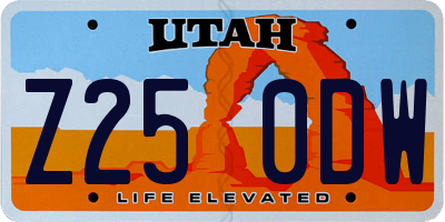UT license plate Z250DW