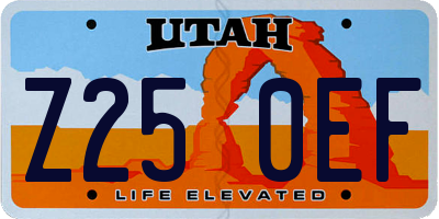 UT license plate Z250EF
