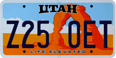 UT license plate Z250ET