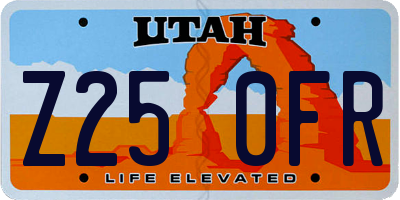 UT license plate Z250FR