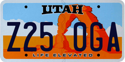UT license plate Z250GA