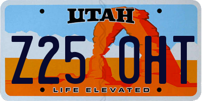 UT license plate Z250HT