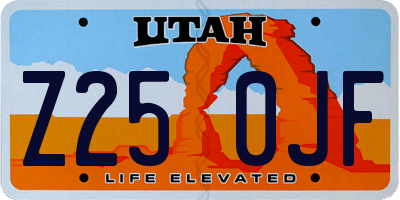 UT license plate Z250JF
