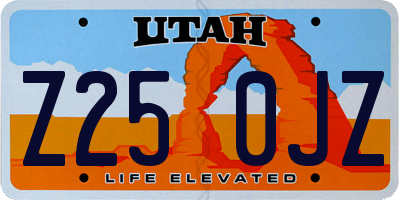 UT license plate Z250JZ