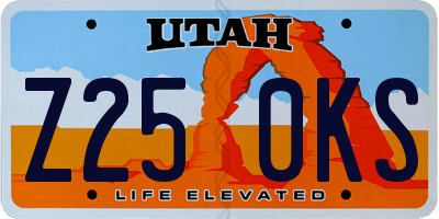 UT license plate Z250KS
