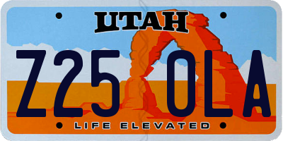 UT license plate Z250LA