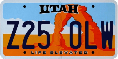 UT license plate Z250LW