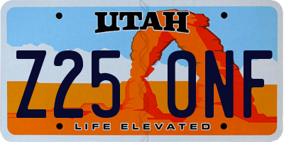 UT license plate Z250NF
