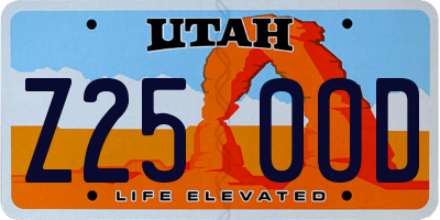 UT license plate Z250OD