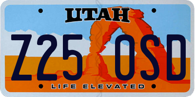 UT license plate Z250SD
